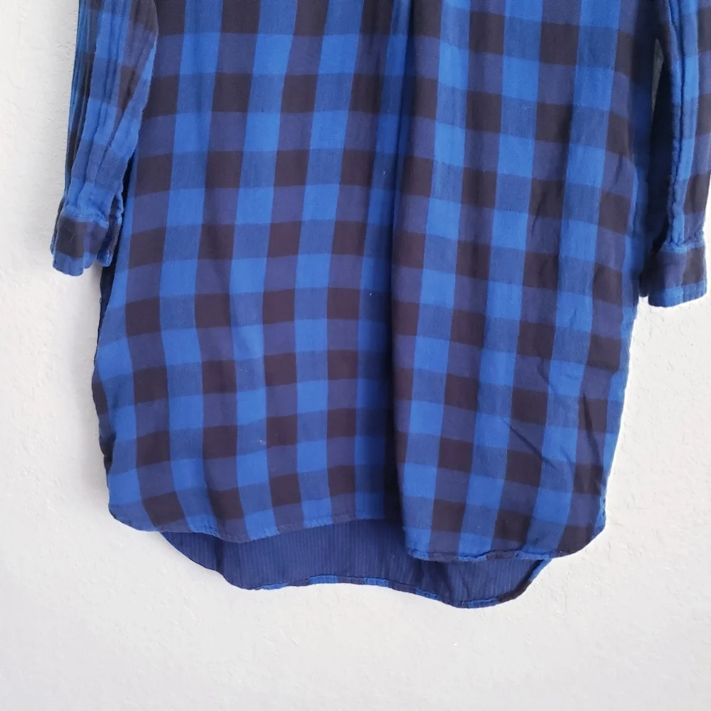 Madewell Latitude Blue and Black Buffalo Check Tunic Shirt Dress - Picture 3 of 10